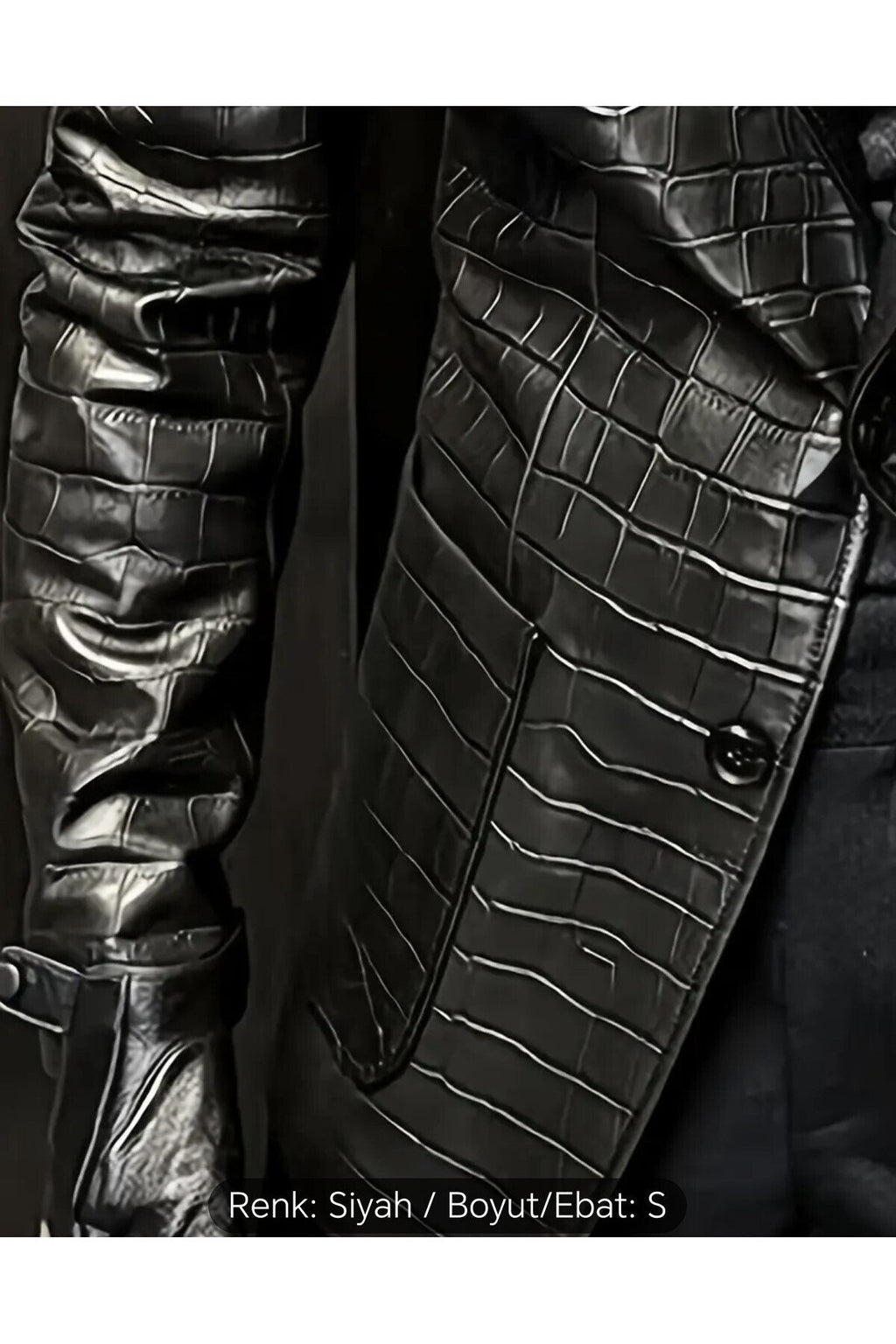 Timsah Deri Baskılı Hakiki kuzu derisi klasik ceket