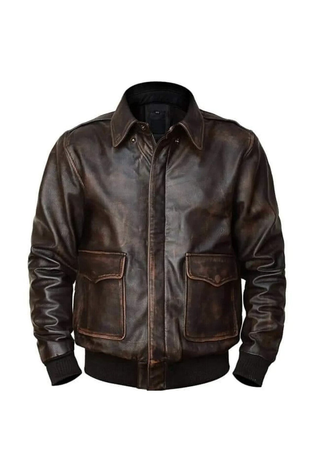 Prof Model Eskitme Gömlek Yaka Pilot Mont Hakiki Koyun Derisi Kahverengi