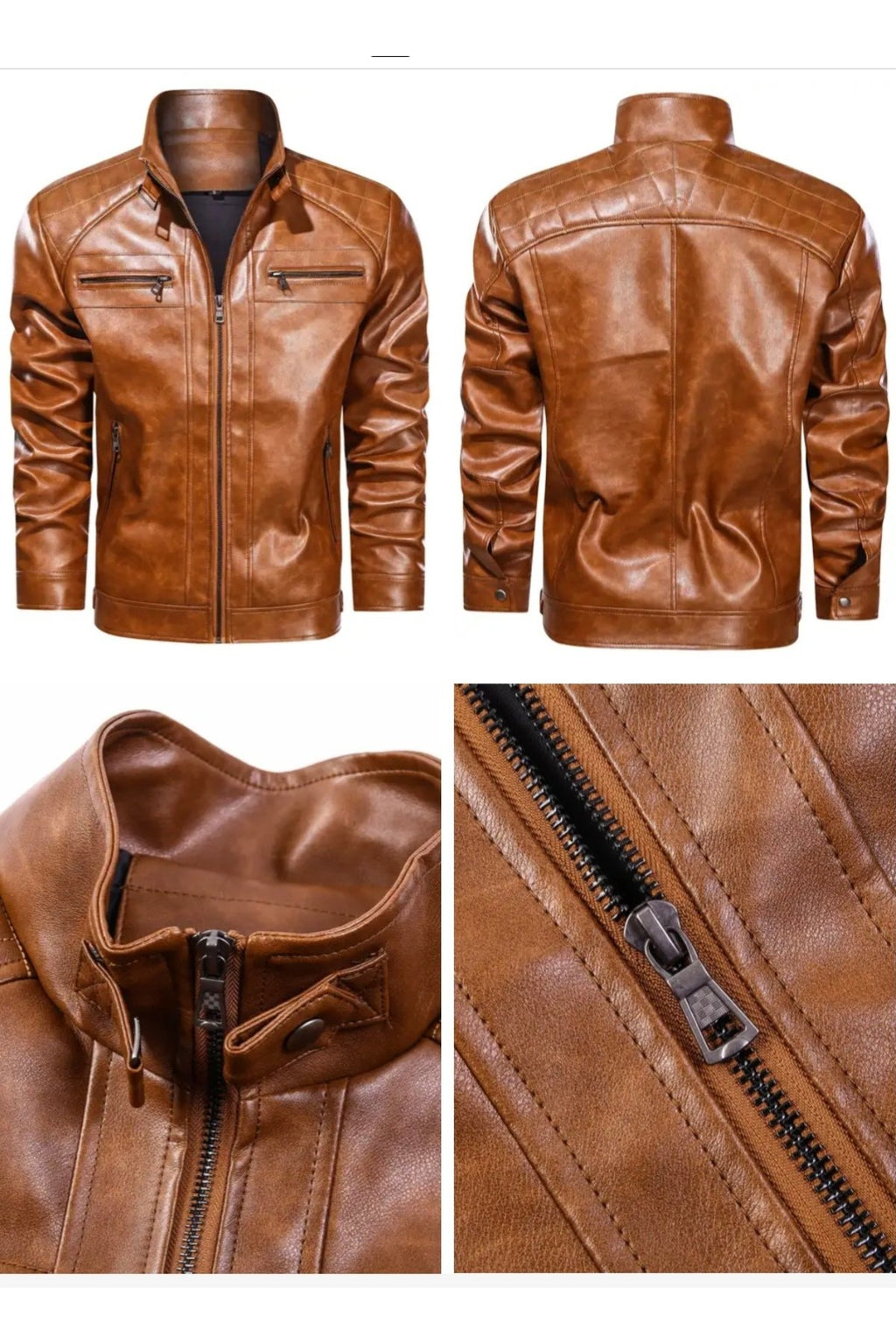 Omuzları Kapitone Dikiş Detaylı Hakim Yaka Hakiki Deri Mont