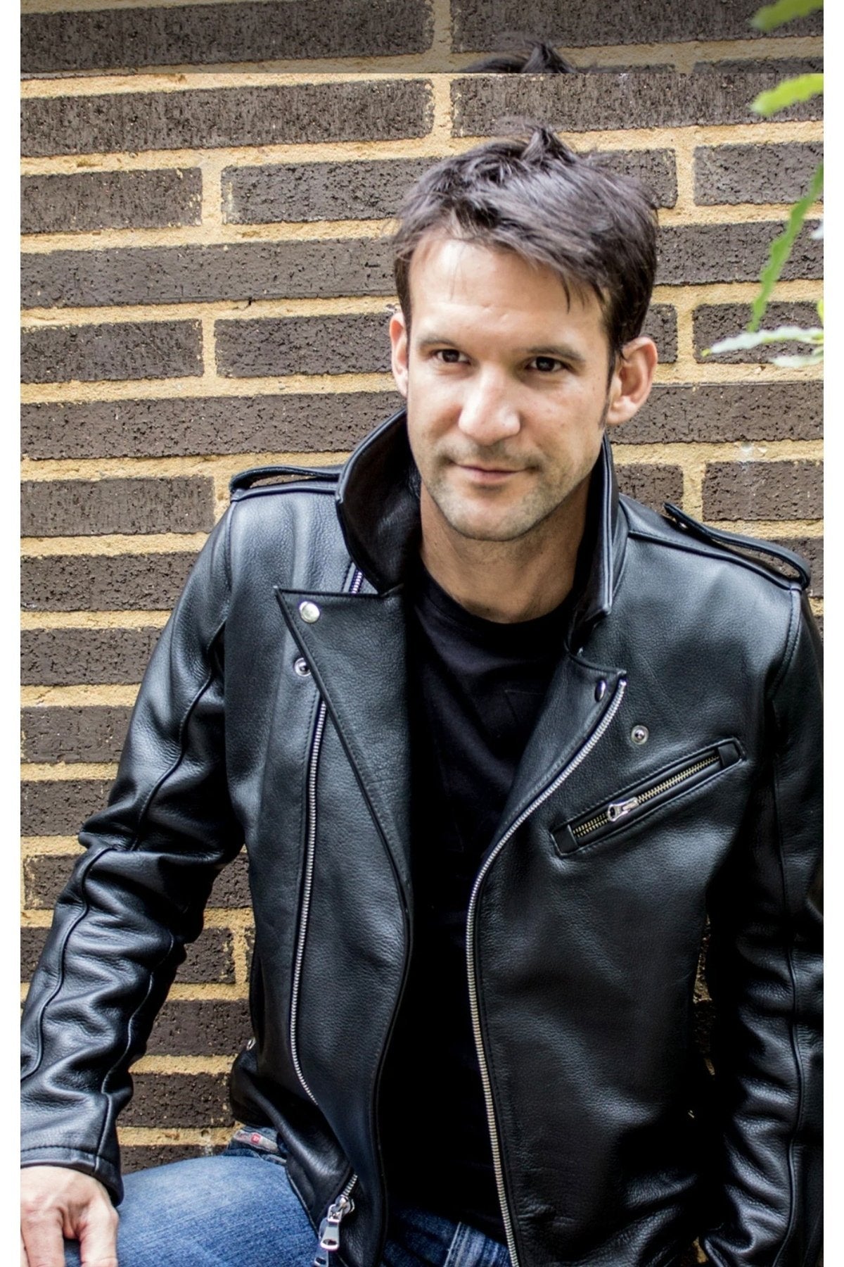 Kalın Hakiki Dana Derisi Kalın Biker Motorcu Mont