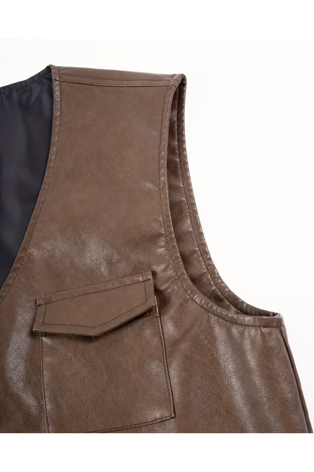 Zik Çıt Çıt Kapamalı Hakiki Deri Yelek