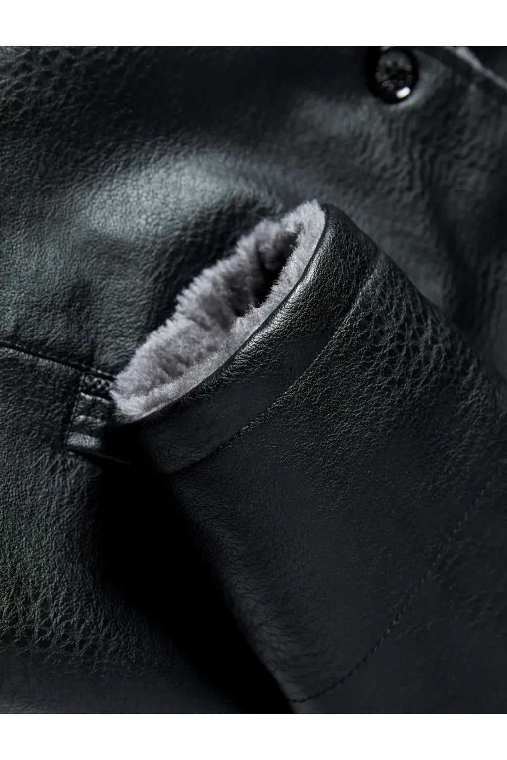 İçi ve Yaka Kenarları Tüylü Uzun Hakiki Deri Kaban