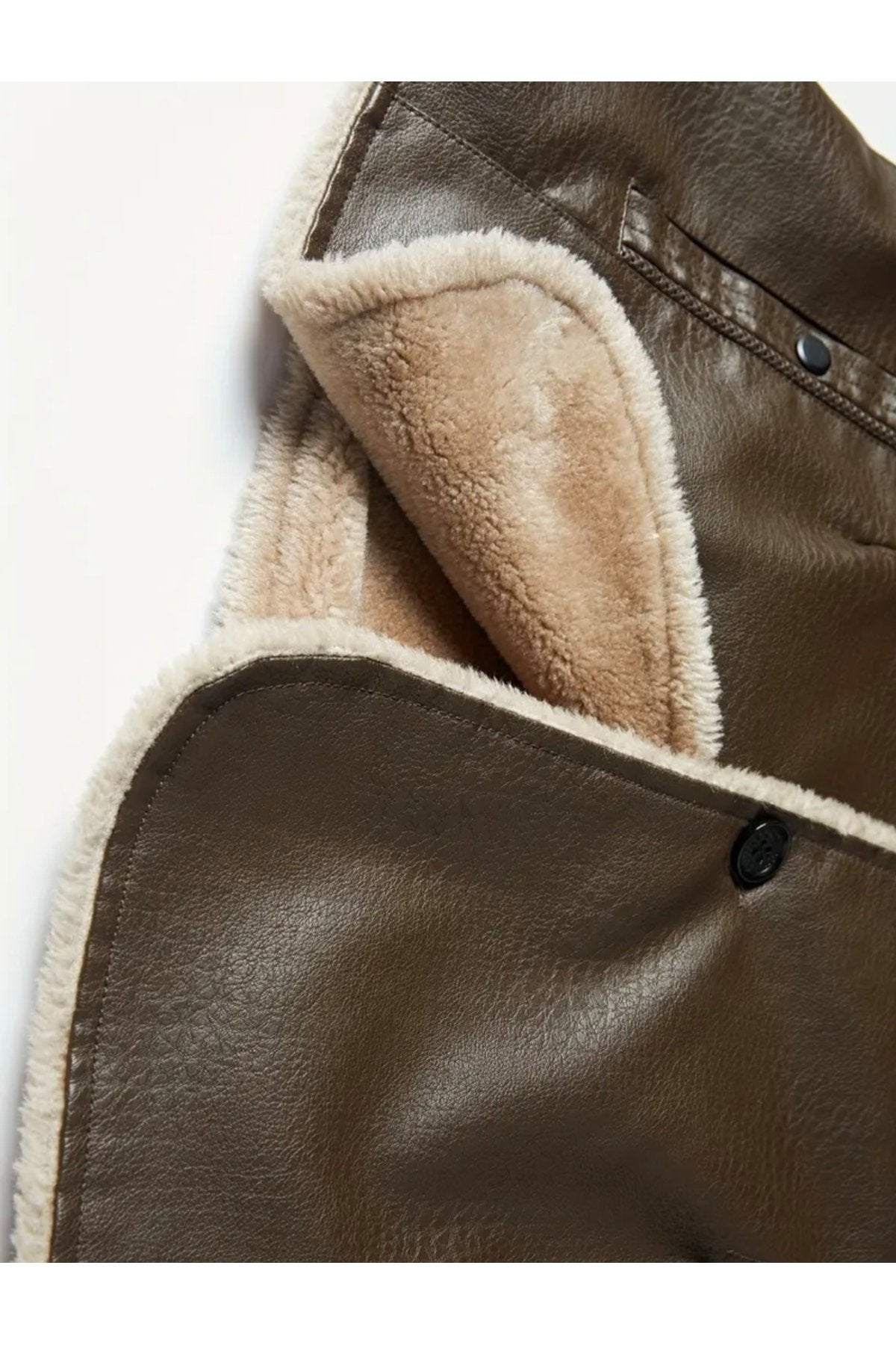 Kısa Hakiki Koyun Derisi İçi ve Yakası Kürklü ve Mont Kaban