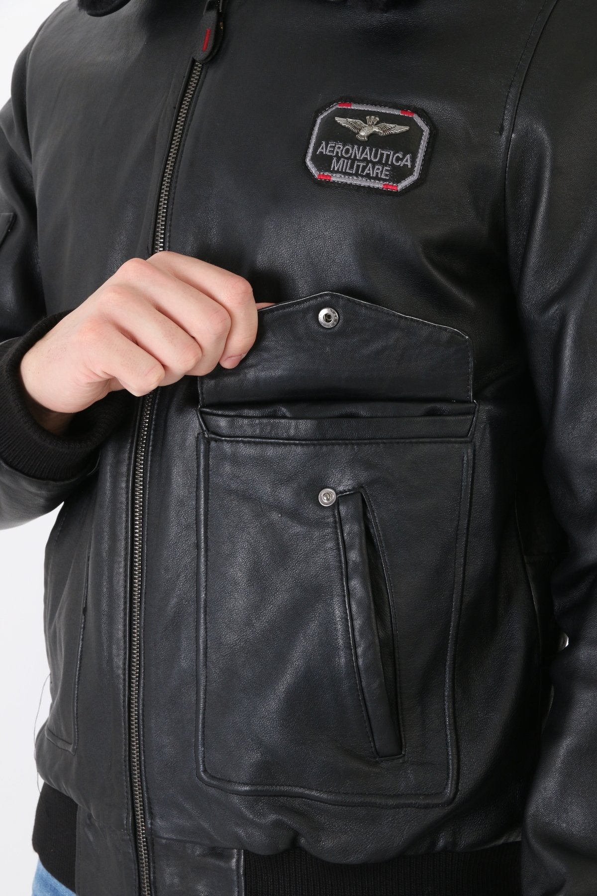 Pilot mont hakiki deri erkek siyah renk