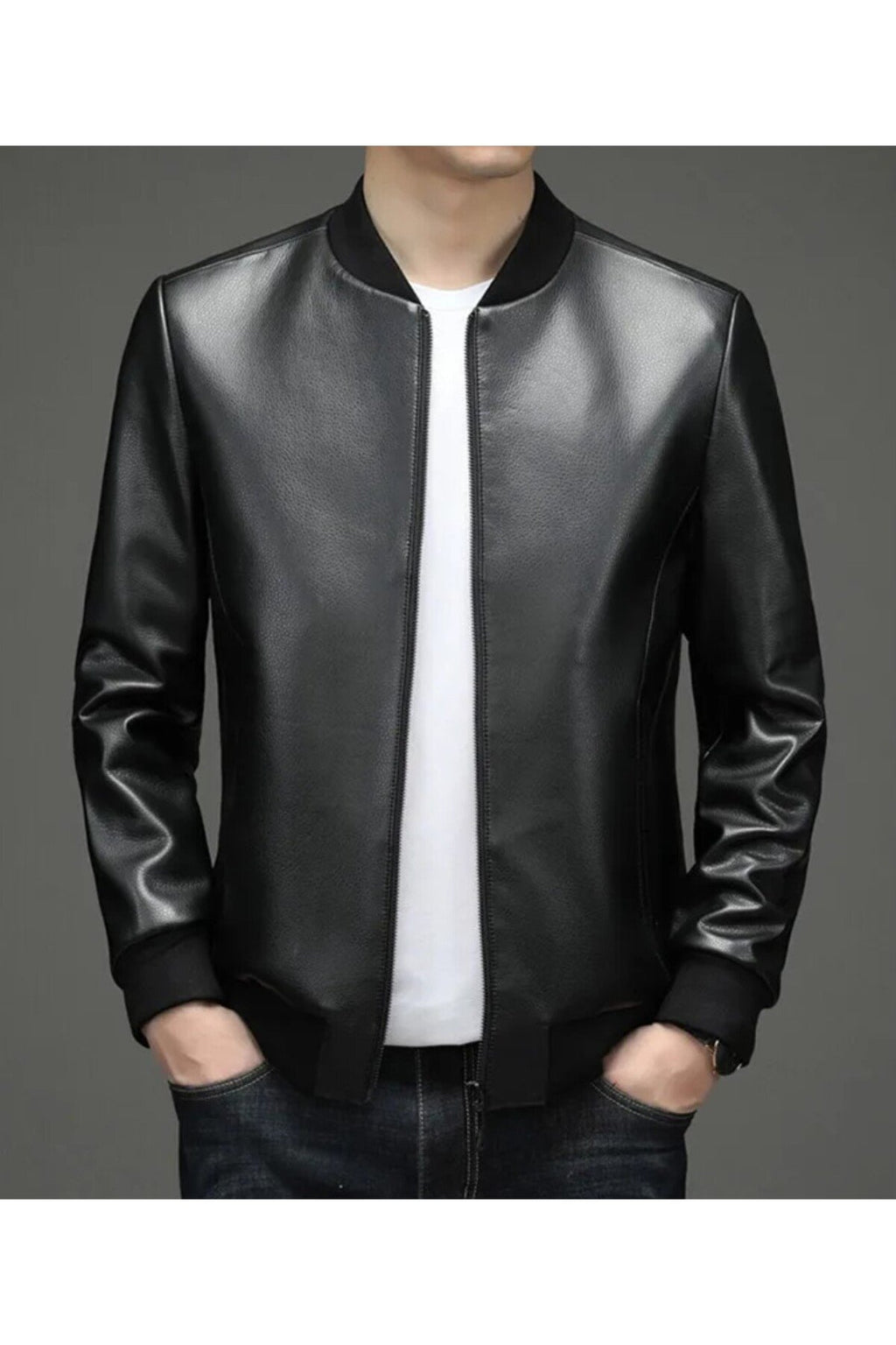 Spor hakiki deri ribanalı ceket