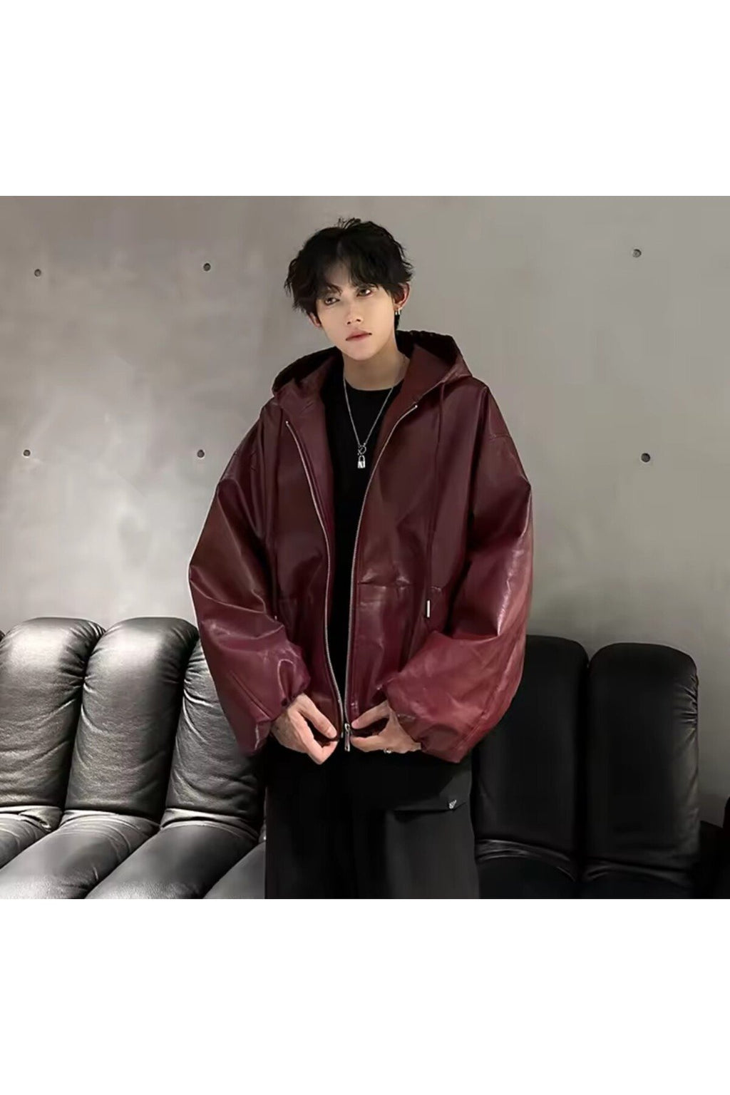 Ultra ovarsize hakiki deri unisex hip hop mont