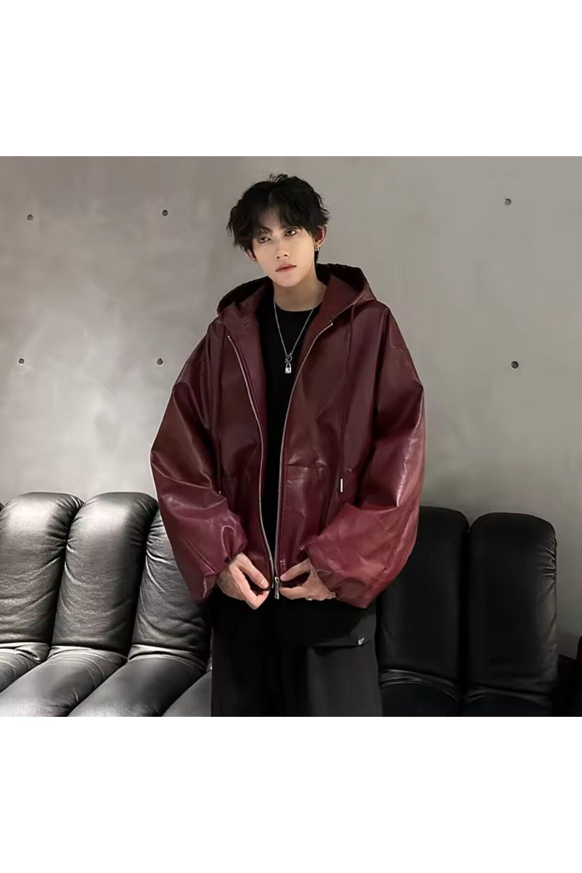 Ultra ovarsize hakiki deri unisex hip hop mont