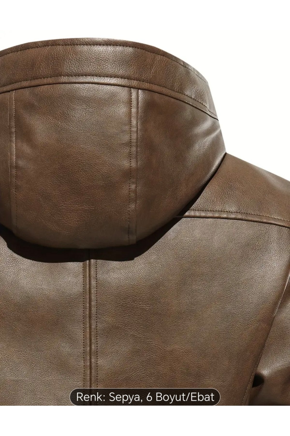 İç Kısmı Tüylü Hakiki Deri Kapüşonlu Mont