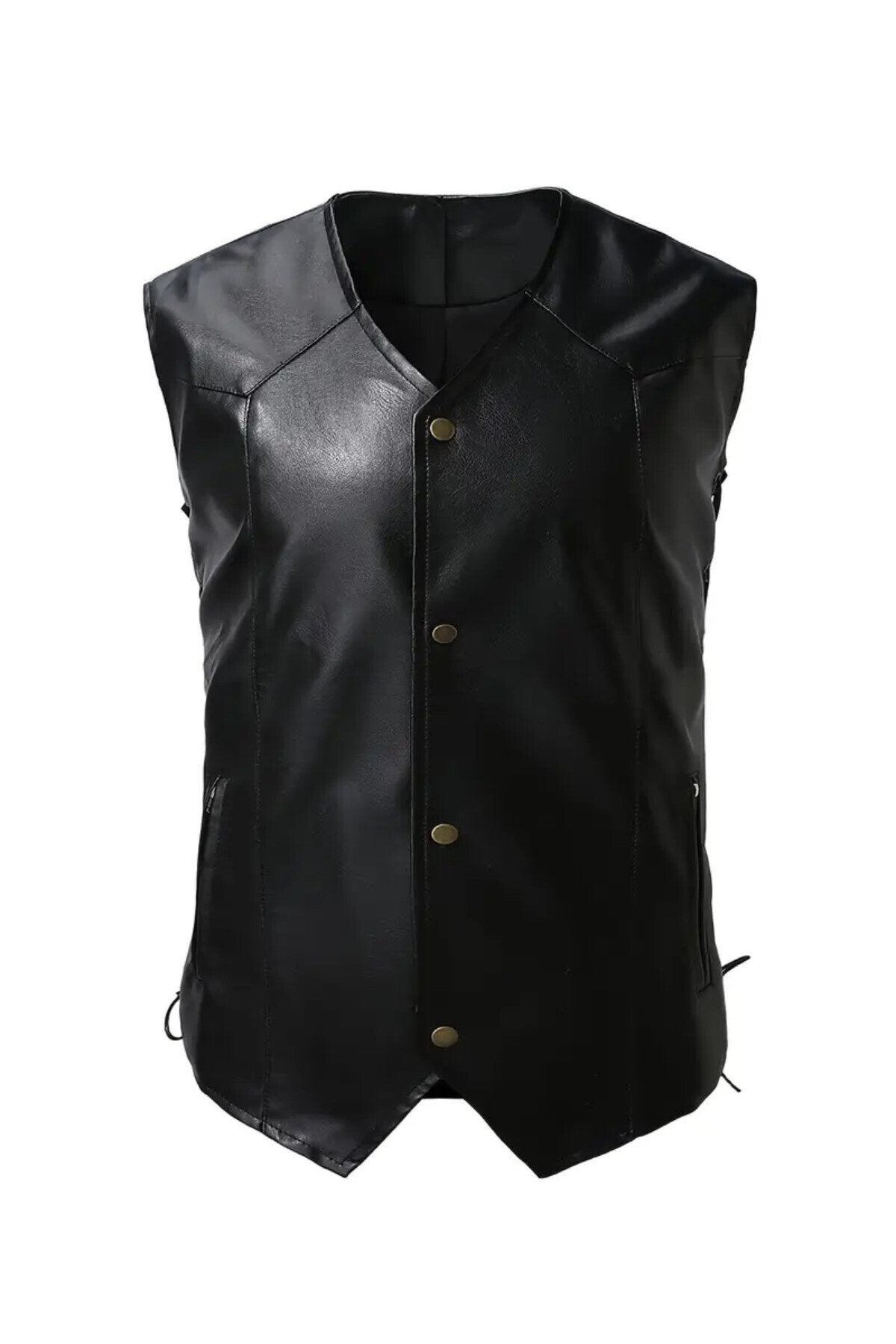 Zik Çıt Çıt Kapamalı Hakiki Deri Yelek