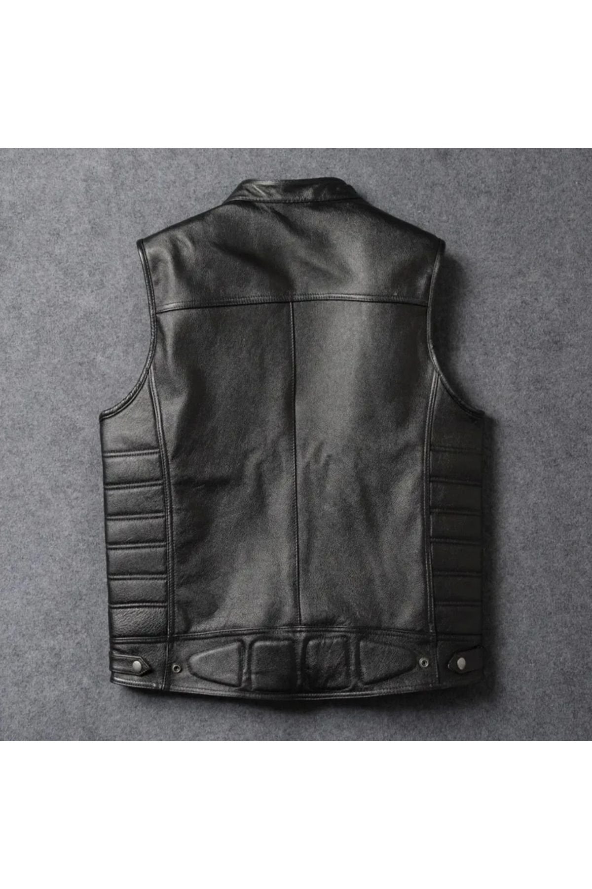 Motorcu yelek siyah renk Hakiki kuzu derisi