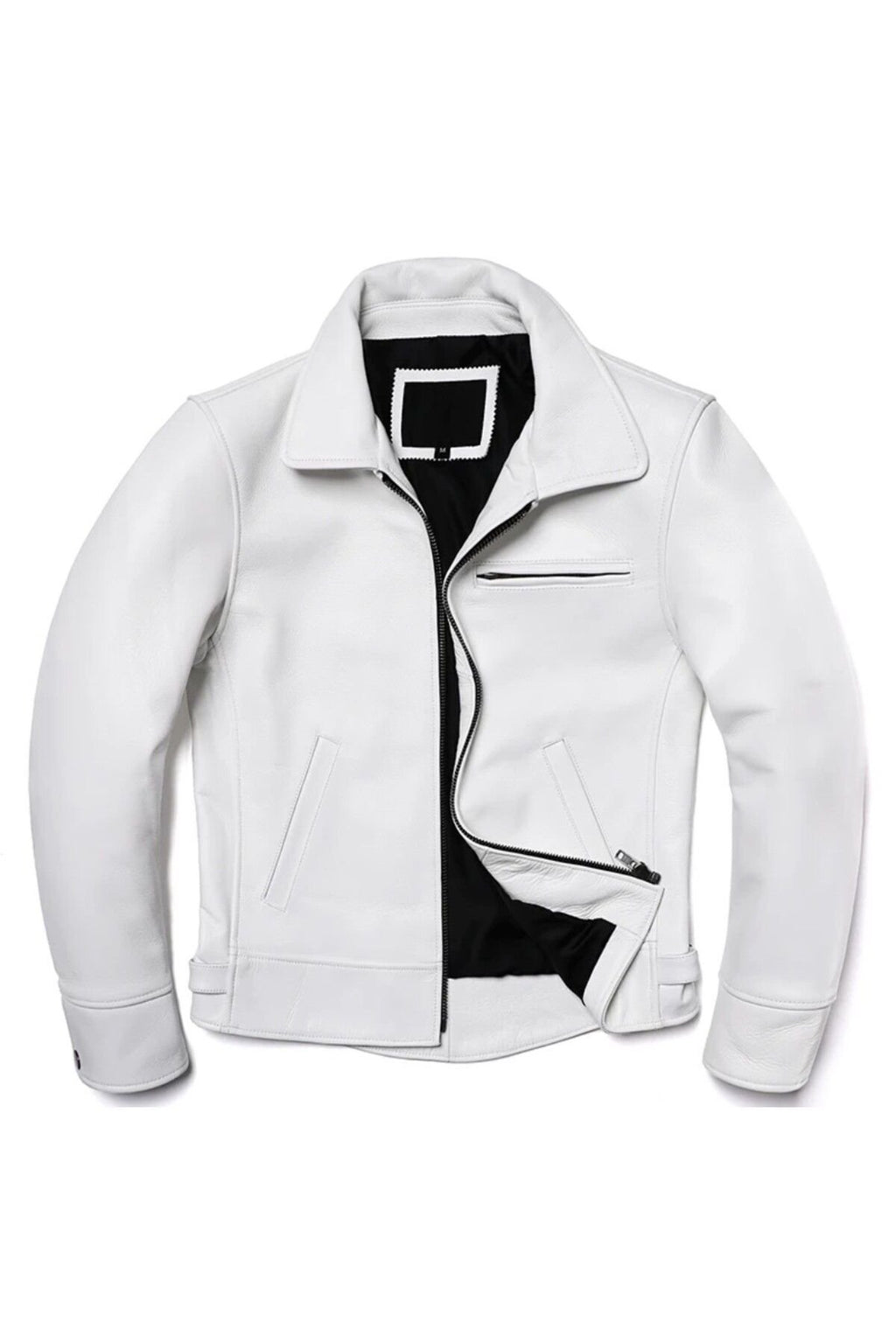 Beyaz hakiki deri mont