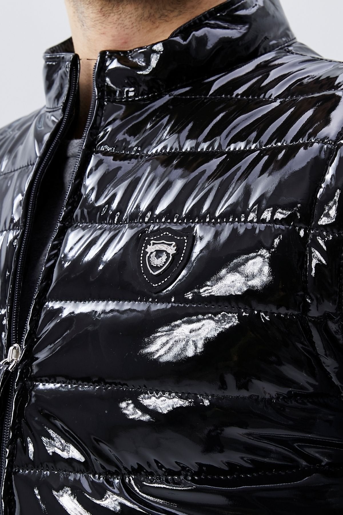 Rugan Deri Yelek Siyah Parlak Renk Erkek