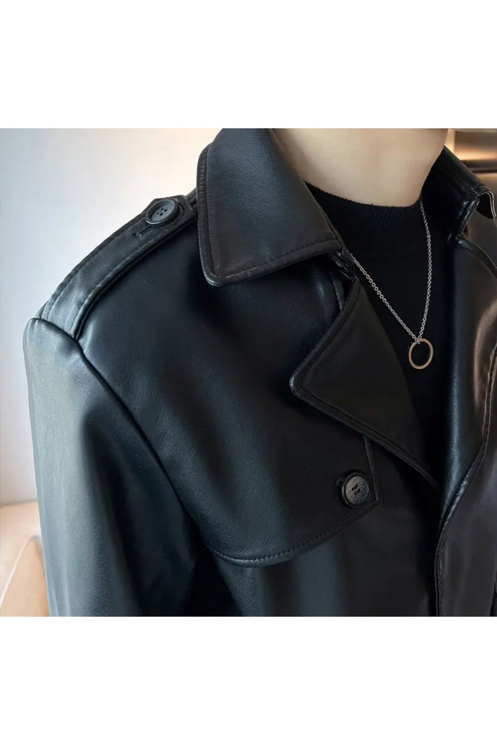 Trençkot Hakiki Kuzu Derisi düğme kapamalı