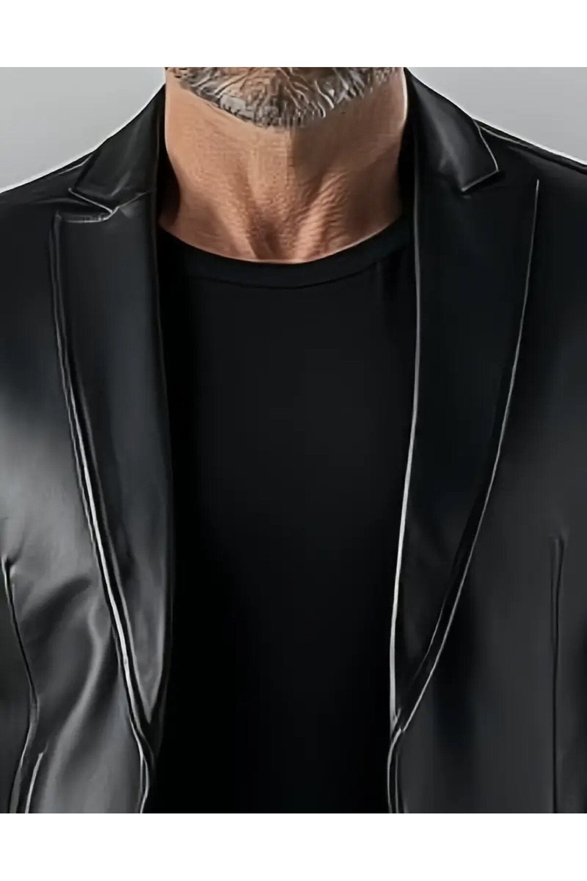 Kısa Kollu Hakiki Deri Blazer Ceket Erkek SlimFit