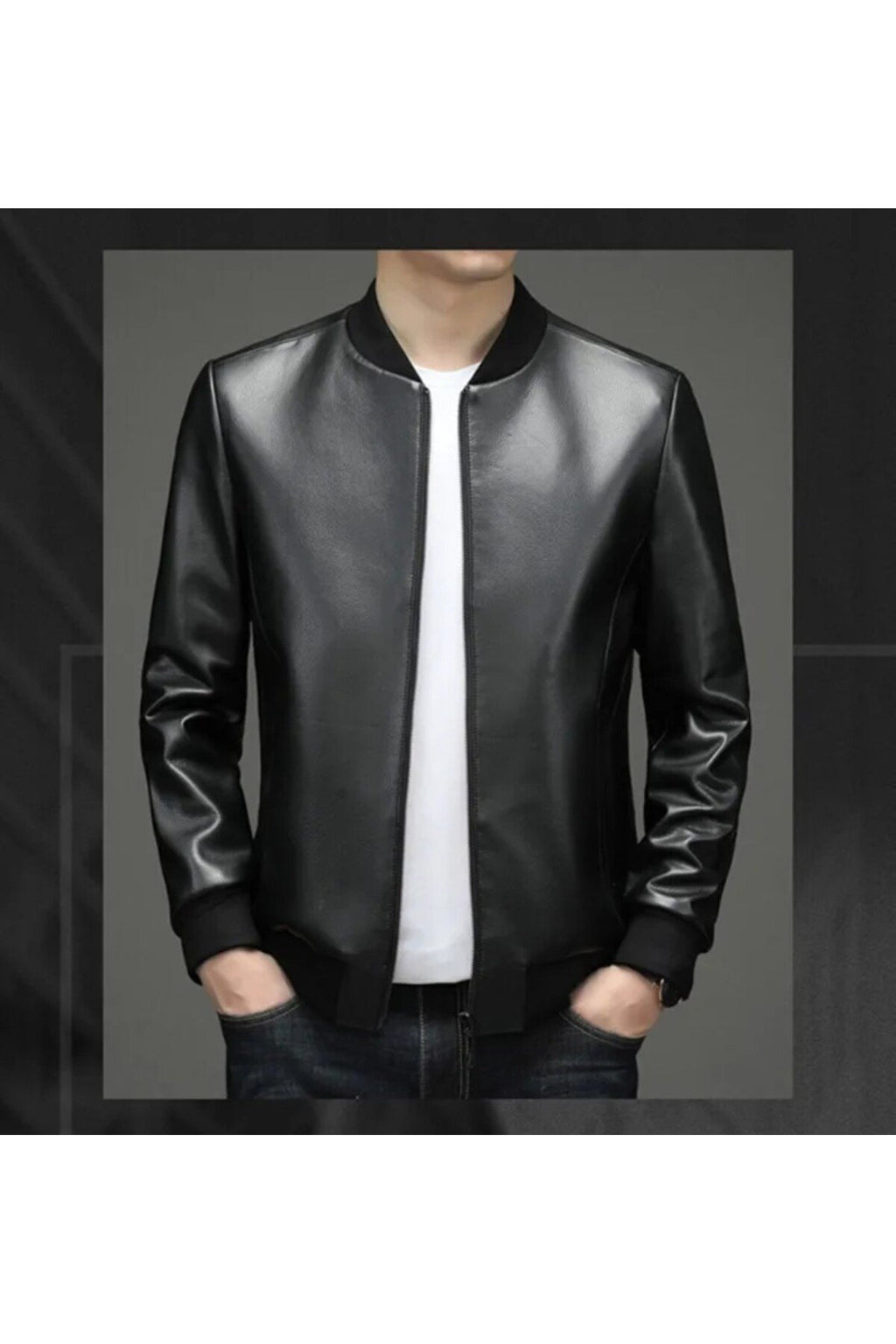 Spor hakiki deri ribanalı ceket