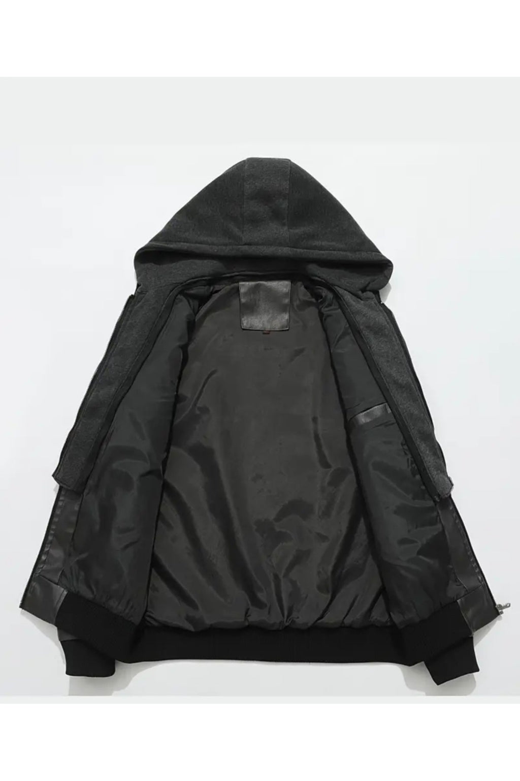 Kapüşonlu Hakiki Deri Kapak Süslü Mont Mat Veya Parlak Seçenekli