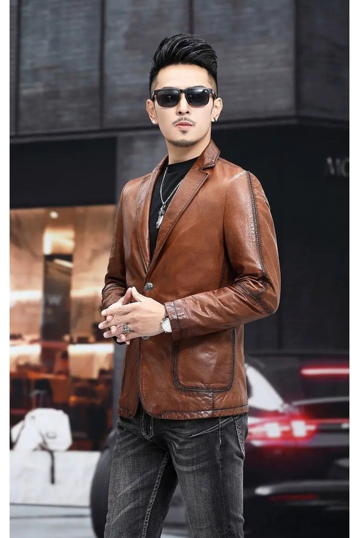 Hakiki deri slim fit erkek ceket