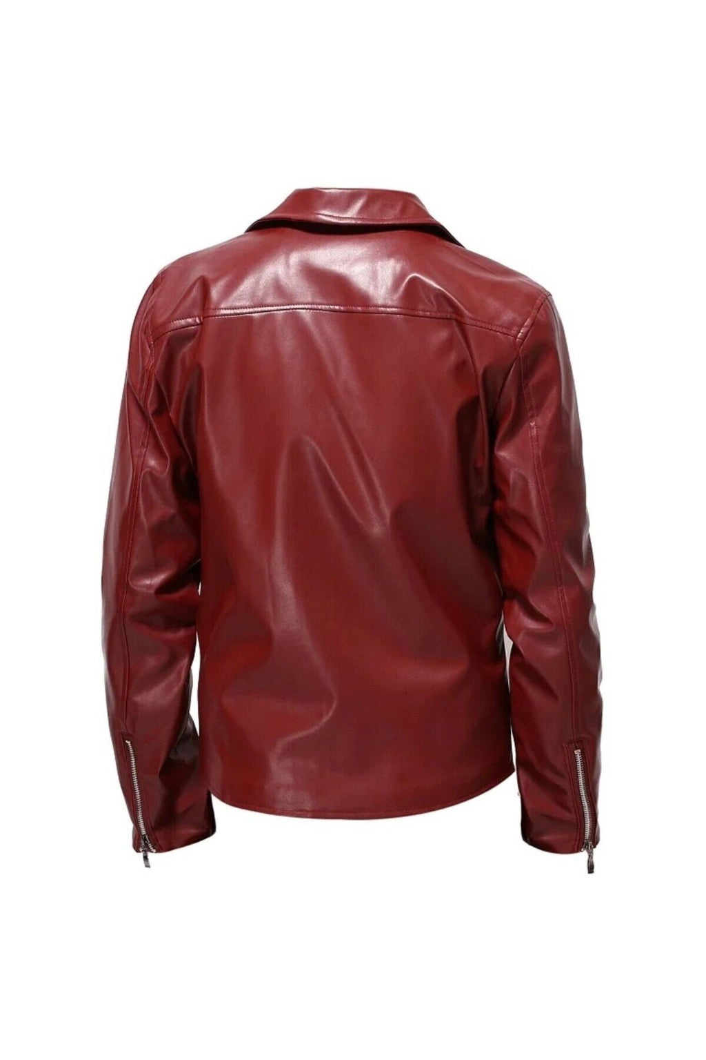 Motorcu tarzı traşlı dana derisi biker mont bordo renk