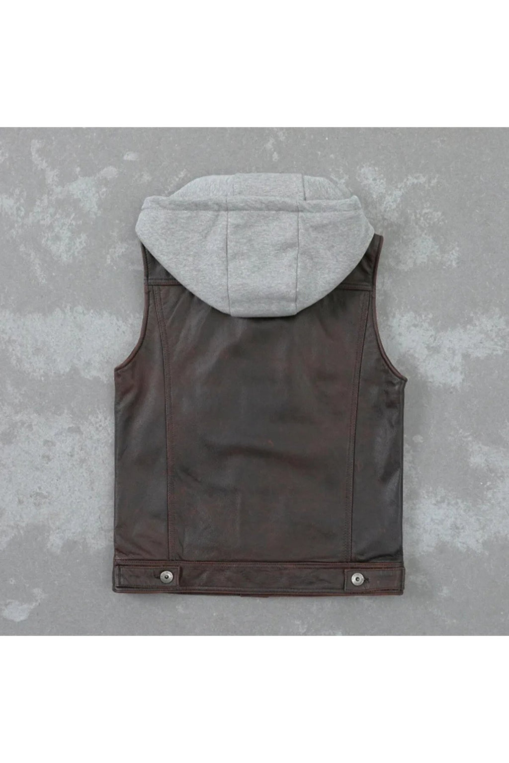 Kapüşonlu hakiki deri yelek