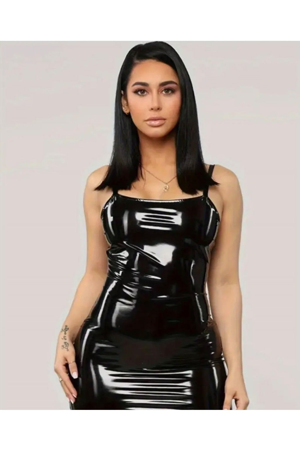 Rugan Kadın Deri Elbise Askılı Straplez