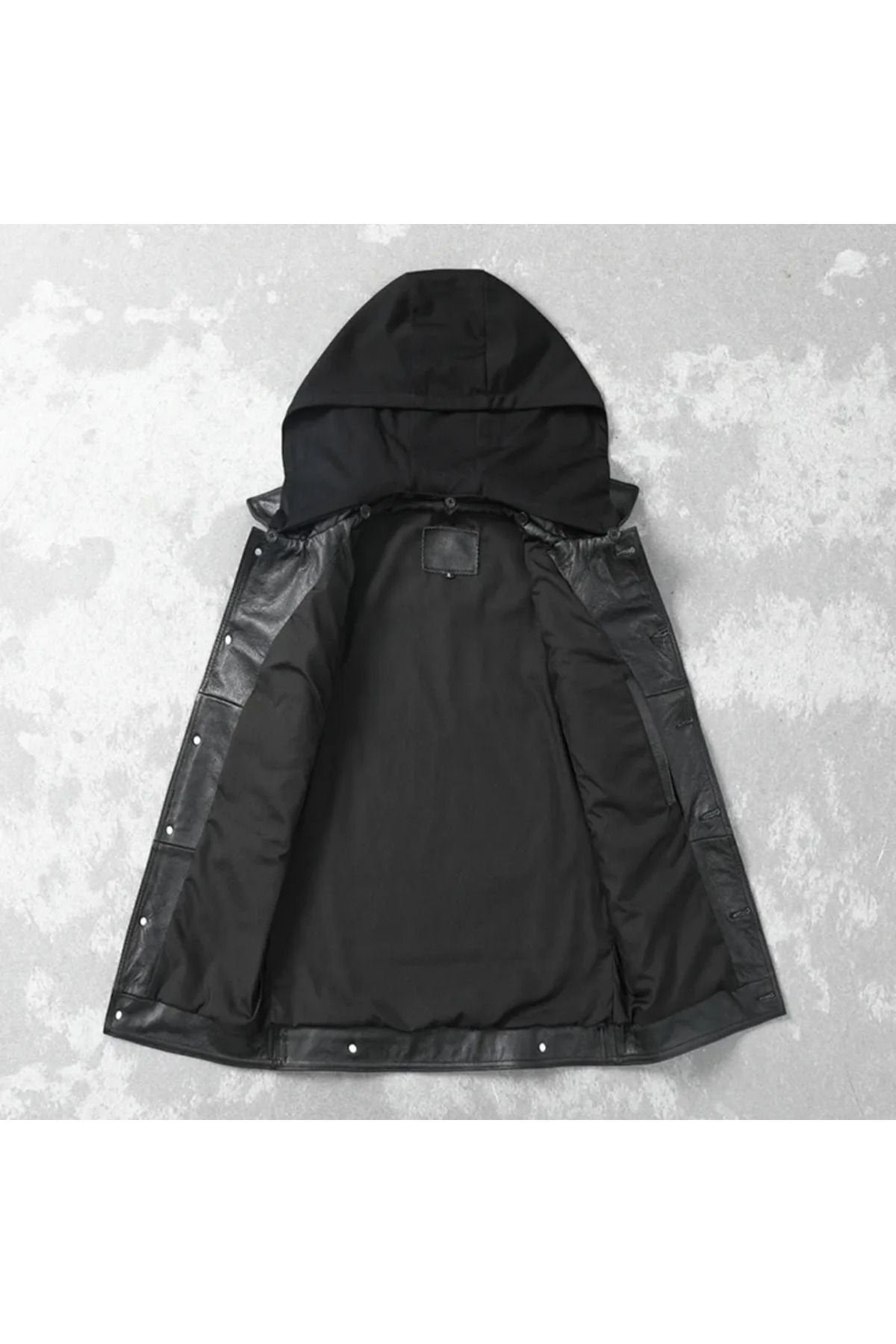 Kapüşonlu hakiki deri yelek