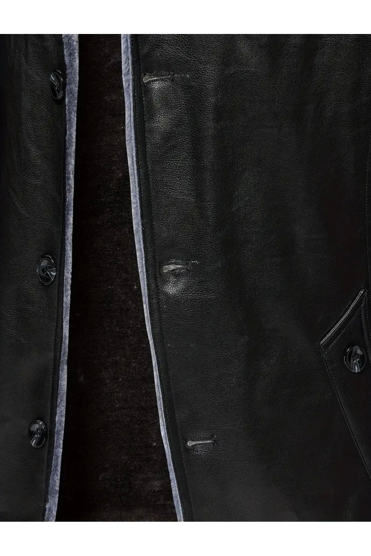 Apoletli Hakiki Koyun Derisi Uzun Kaban Kürklü ve Kürklü Yaka