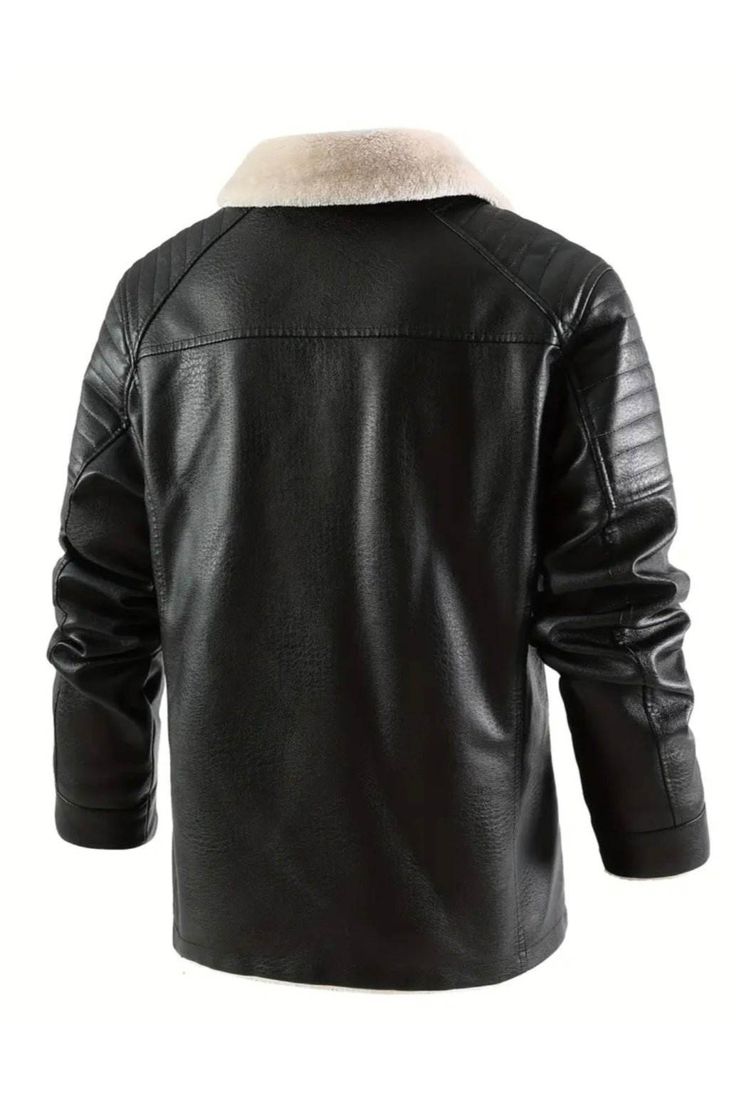 Omuzları Dikiş Detaylı Hakiki Deri, Kürklü ,Uzun Kaban