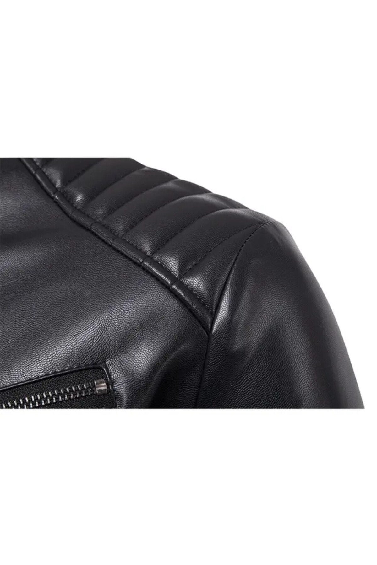 Hakiki Kuzu derisi Dirsekleri şişme tarzı mont siyah renk