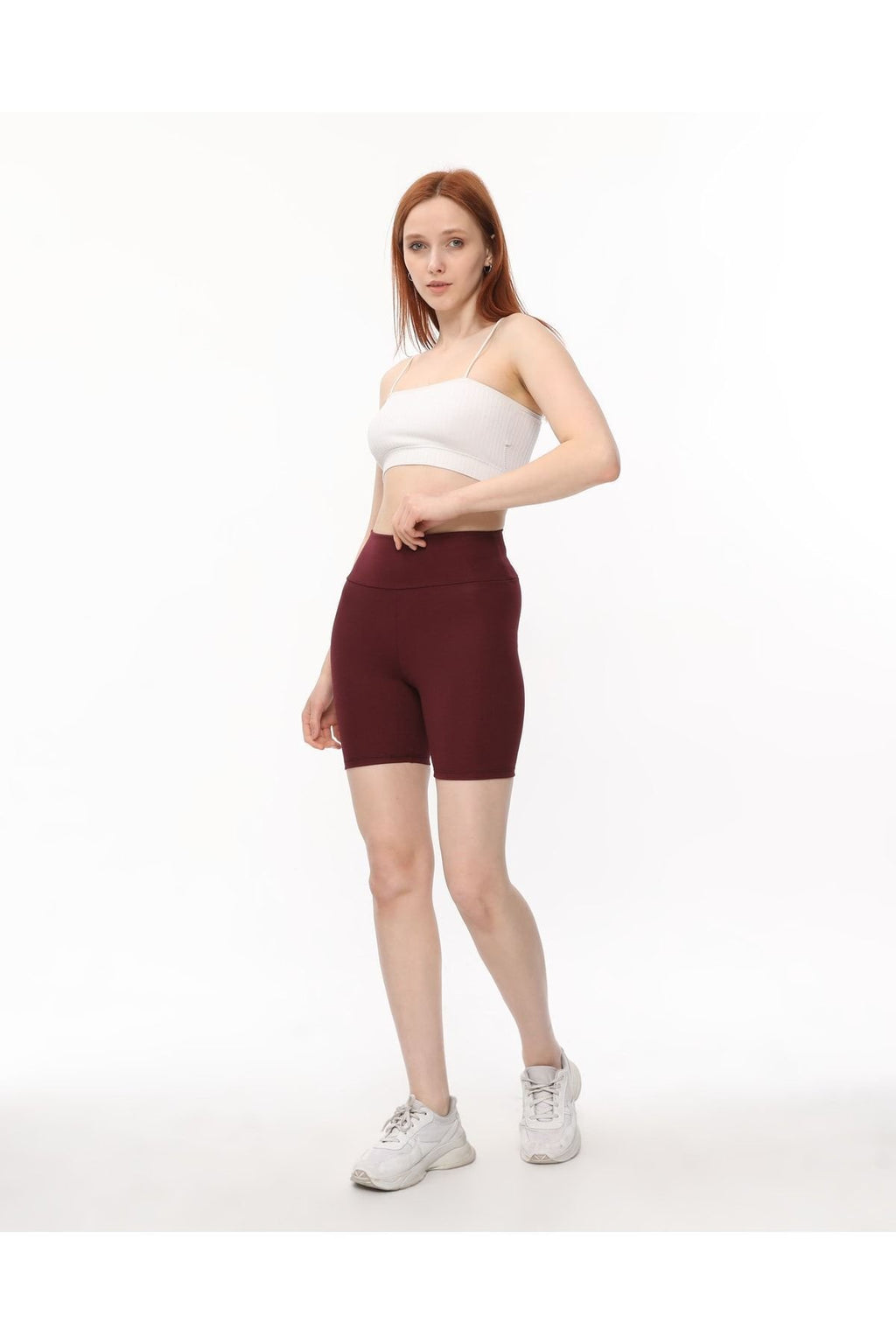 Interlok Streç Tayt Şort Yüksel Bel