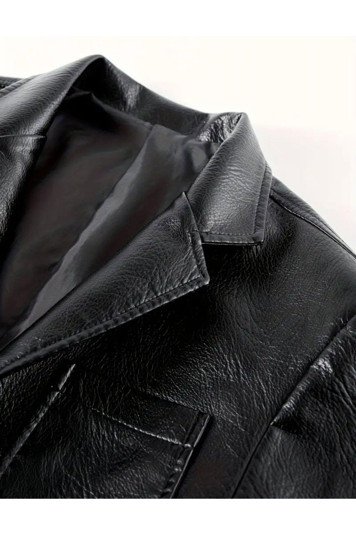 Hakiki Deri Sonbahar-Kış Mevsimi Blazer Torba Cepli Ceket