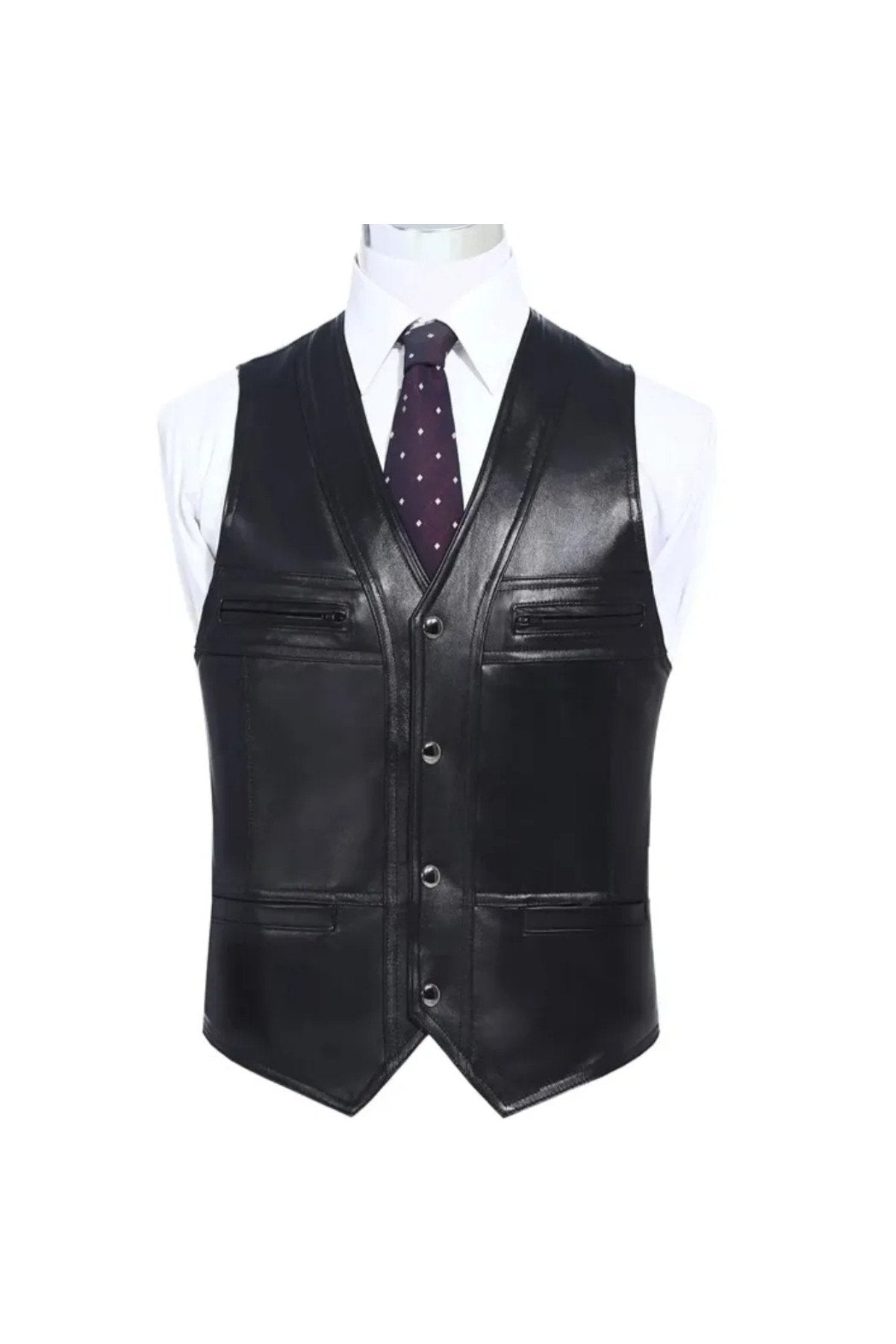 Klasik entel kuzu derisi yelek