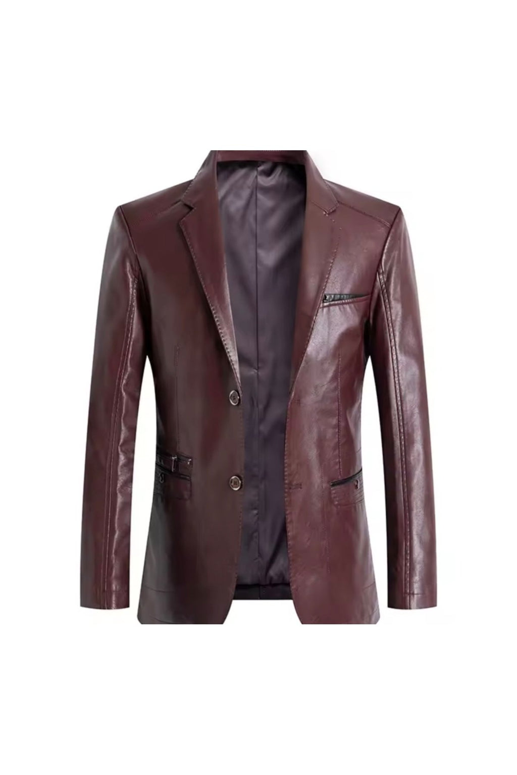 Modern Yeni Nesil Blazer Ceket Hakiki Kuzu Derisi Fermuar Cep Detaylı