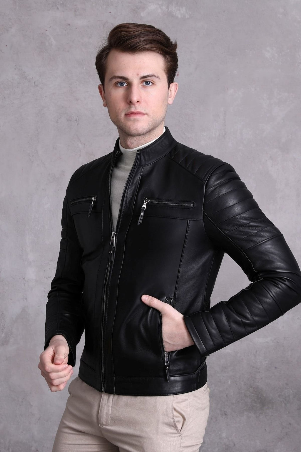 Motorcu Tarzı Mont Spor Kesim Siyah Renk