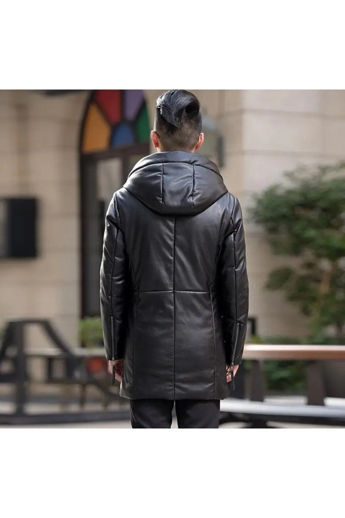 Hakiki deri Uzun mont Kapüşonlu Hakim yaka