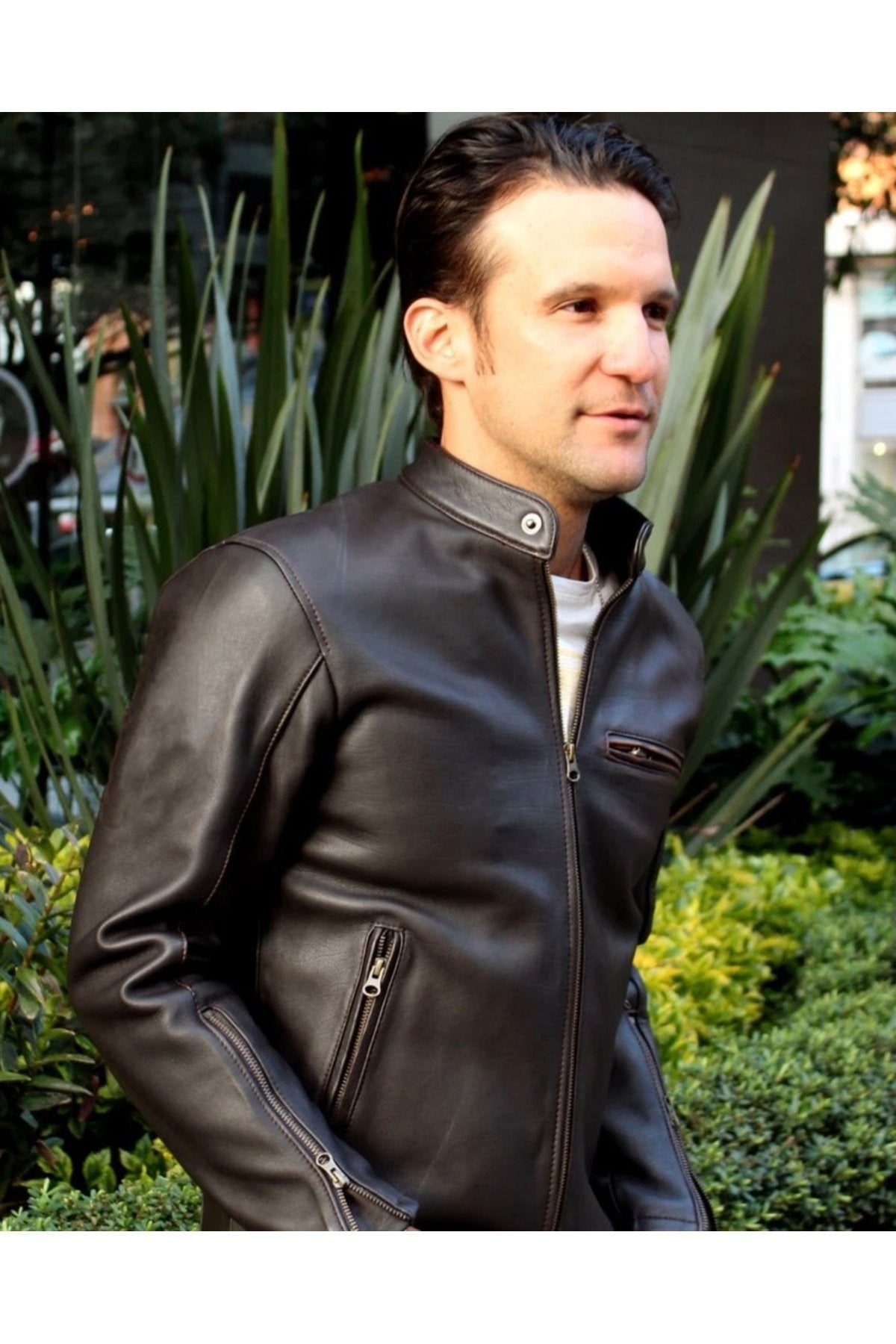 Zik Hakiki Deri Spor Ceket Koyu Kahverengi SlimFit Kesim