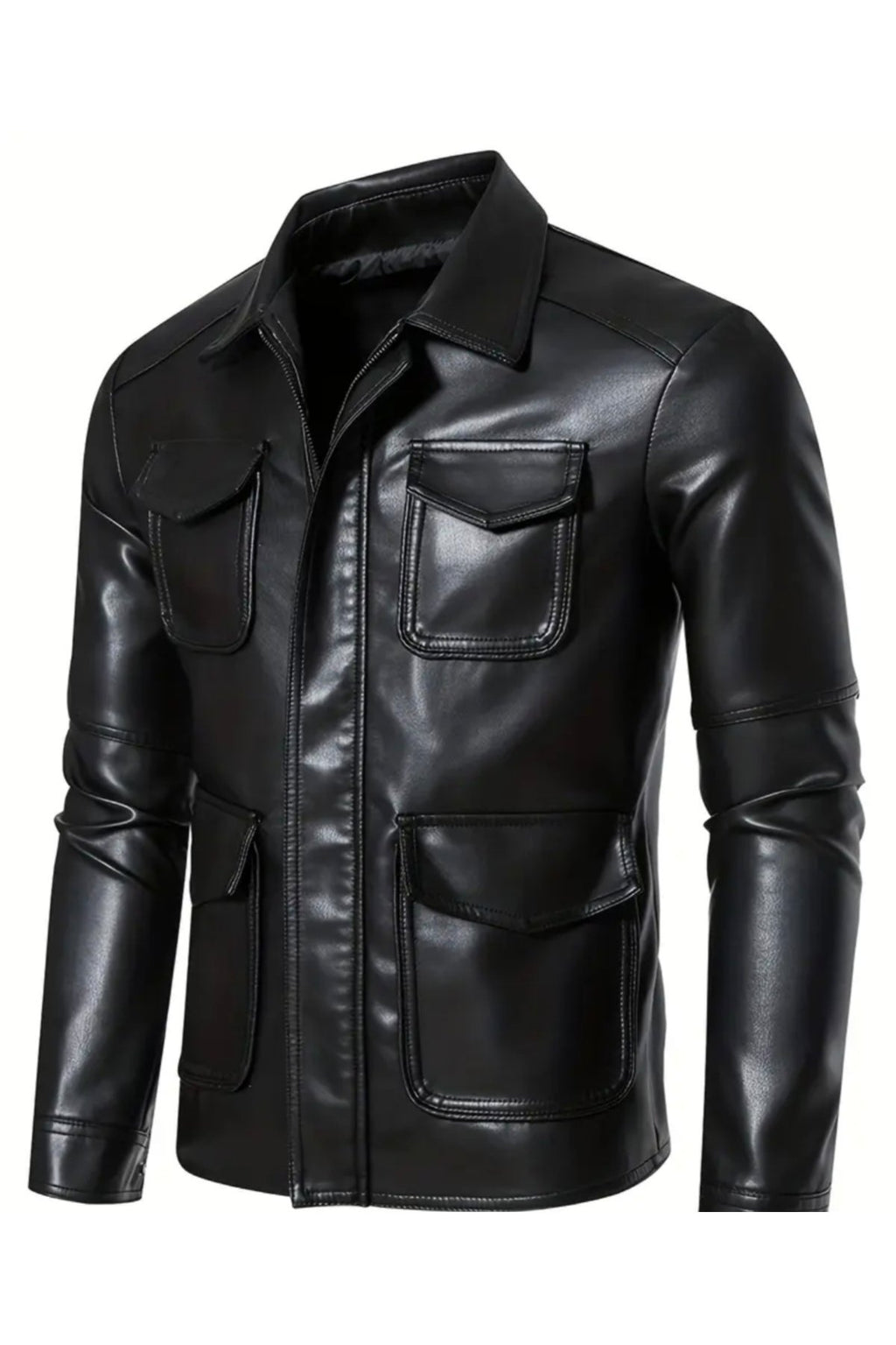 Kapaklı Torba Cepli , Gömlek Yaka Hakiki Kuzu Derisi Ceket