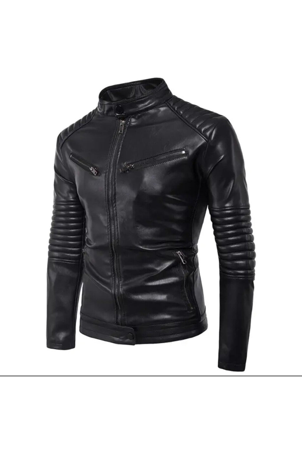 Hakiki Kuzu derisi Dirsekleri şişme tarzı mont siyah renk