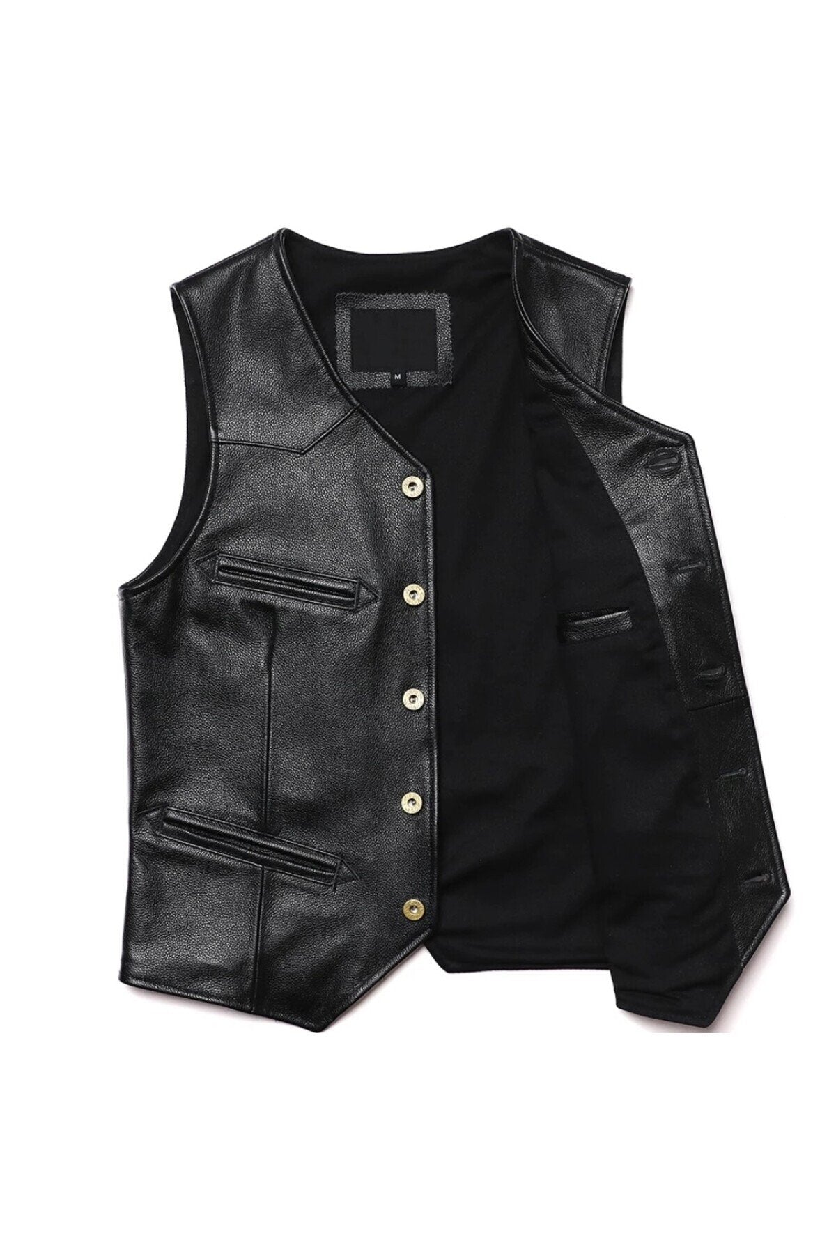 Vashion Hakiki deri siyah yelek