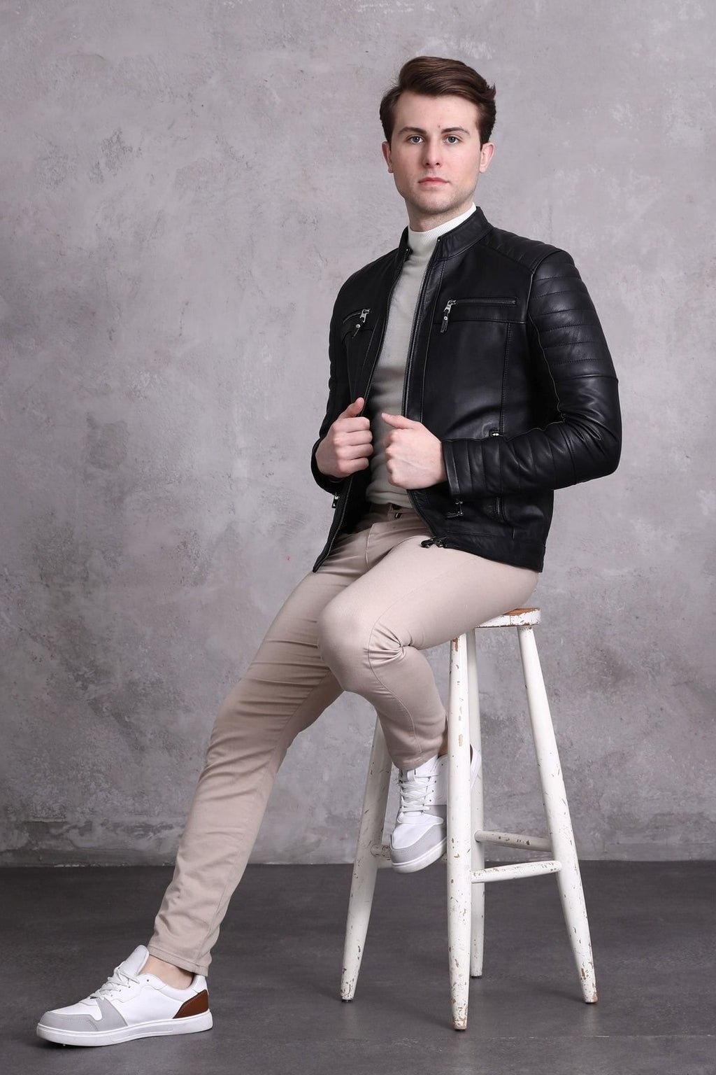 Motorcu Tarzı Mont Spor Kesim Siyah Renk