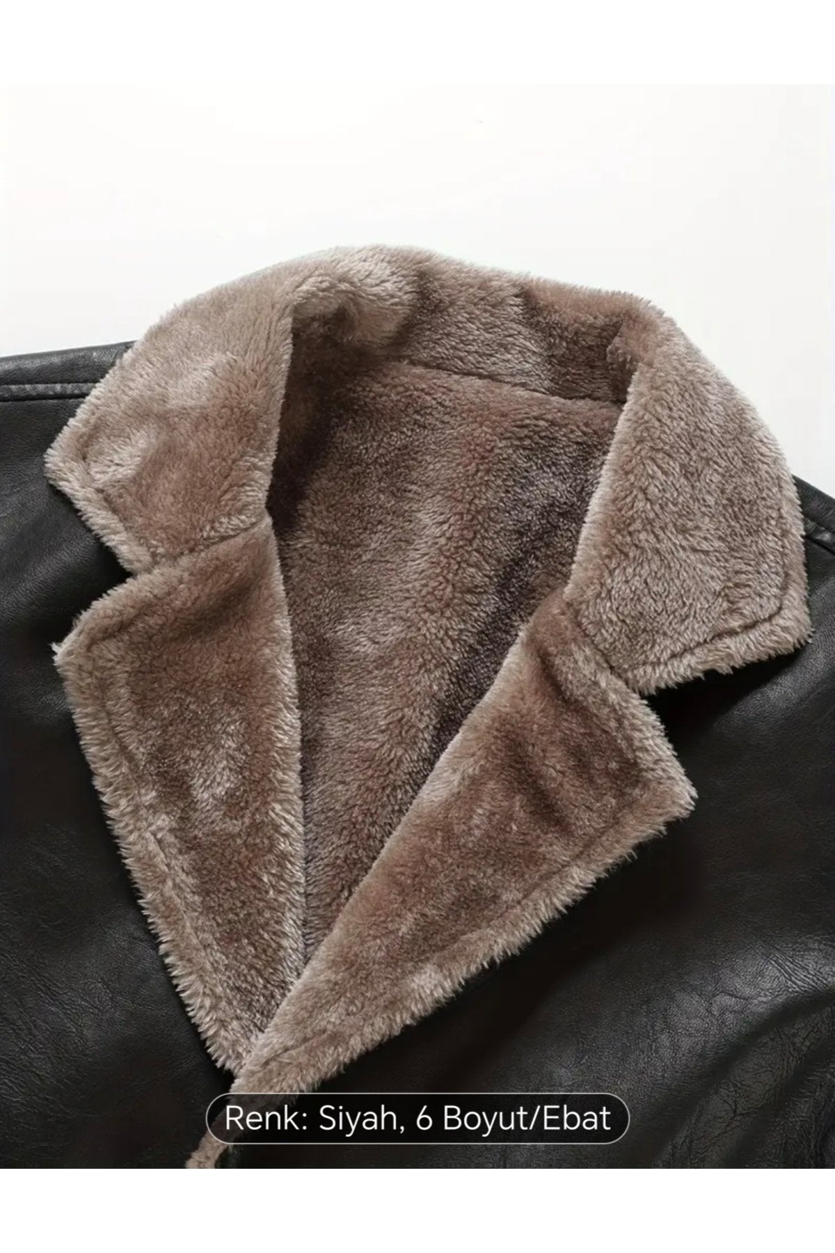 Cepleri Kapaklı Hakiki Koyun Derisi Uzun Kaban İçi ve Yakası Kürklü