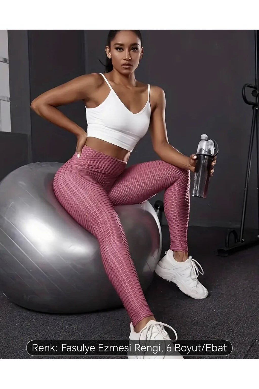 Pilates Egzersiz Fitness Spor Tayt Yüksek Bel Arkası Büzgülü