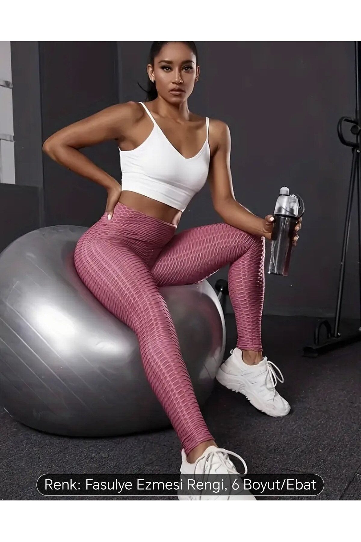 Pilates Egzersiz Fitness Spor Tayt Yüksek Bel Arkası Büzgülü