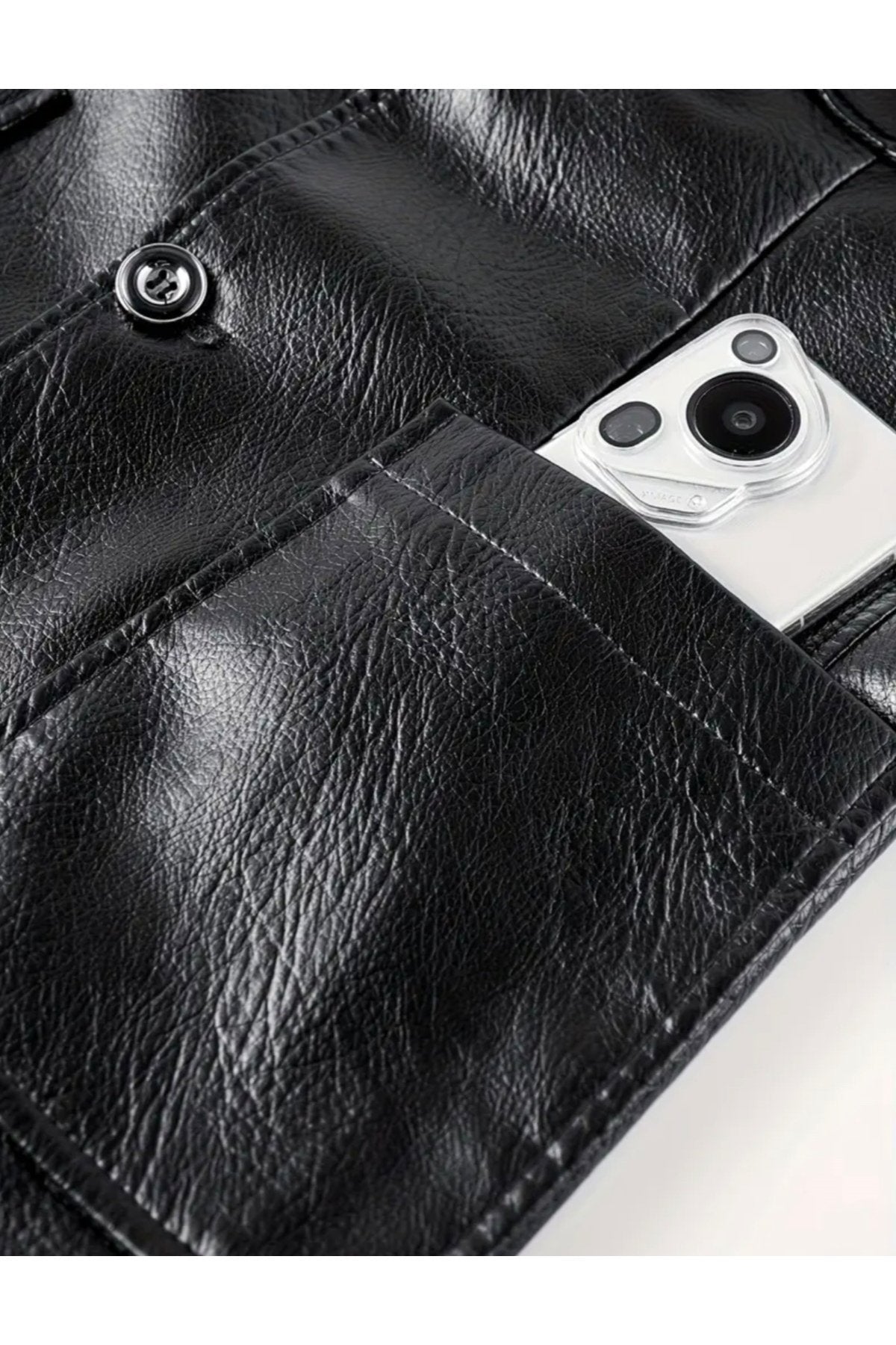 Hakiki Deri Sonbahar-Kış Mevsimi Blazer Torba Cepli Ceket