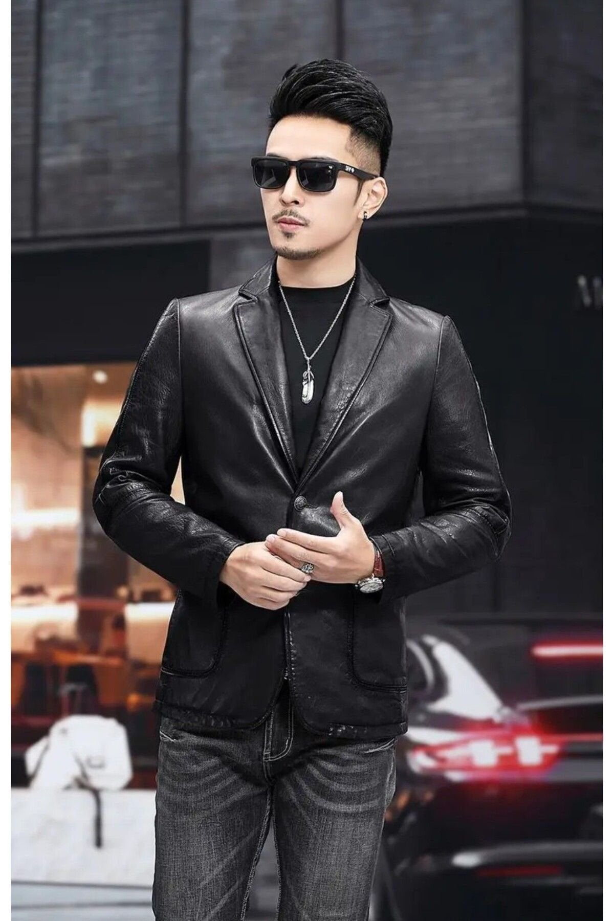 Hakiki deri slim fit erkek ceket