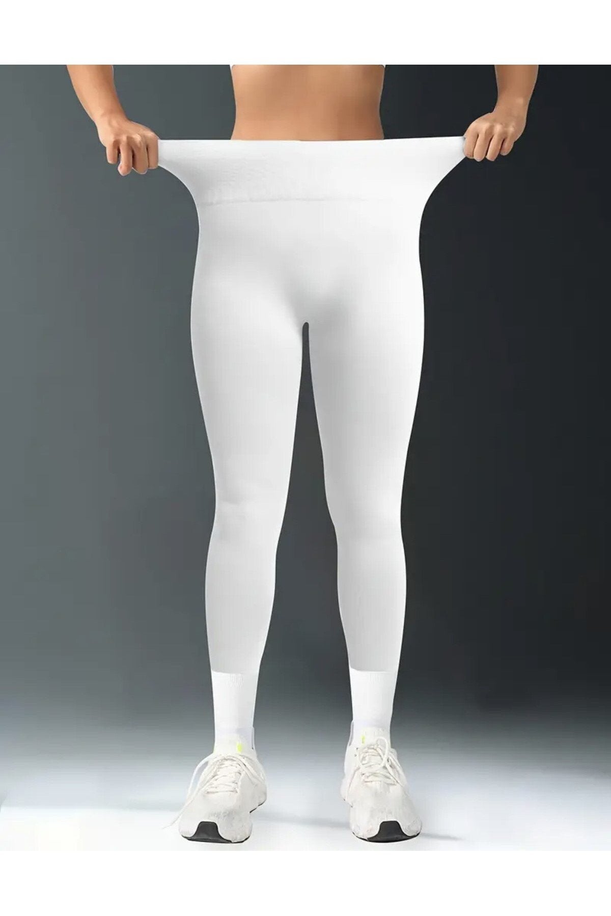 Disko Beyaz Tayt Yüksel Bel Dar Paça Orta Kalın