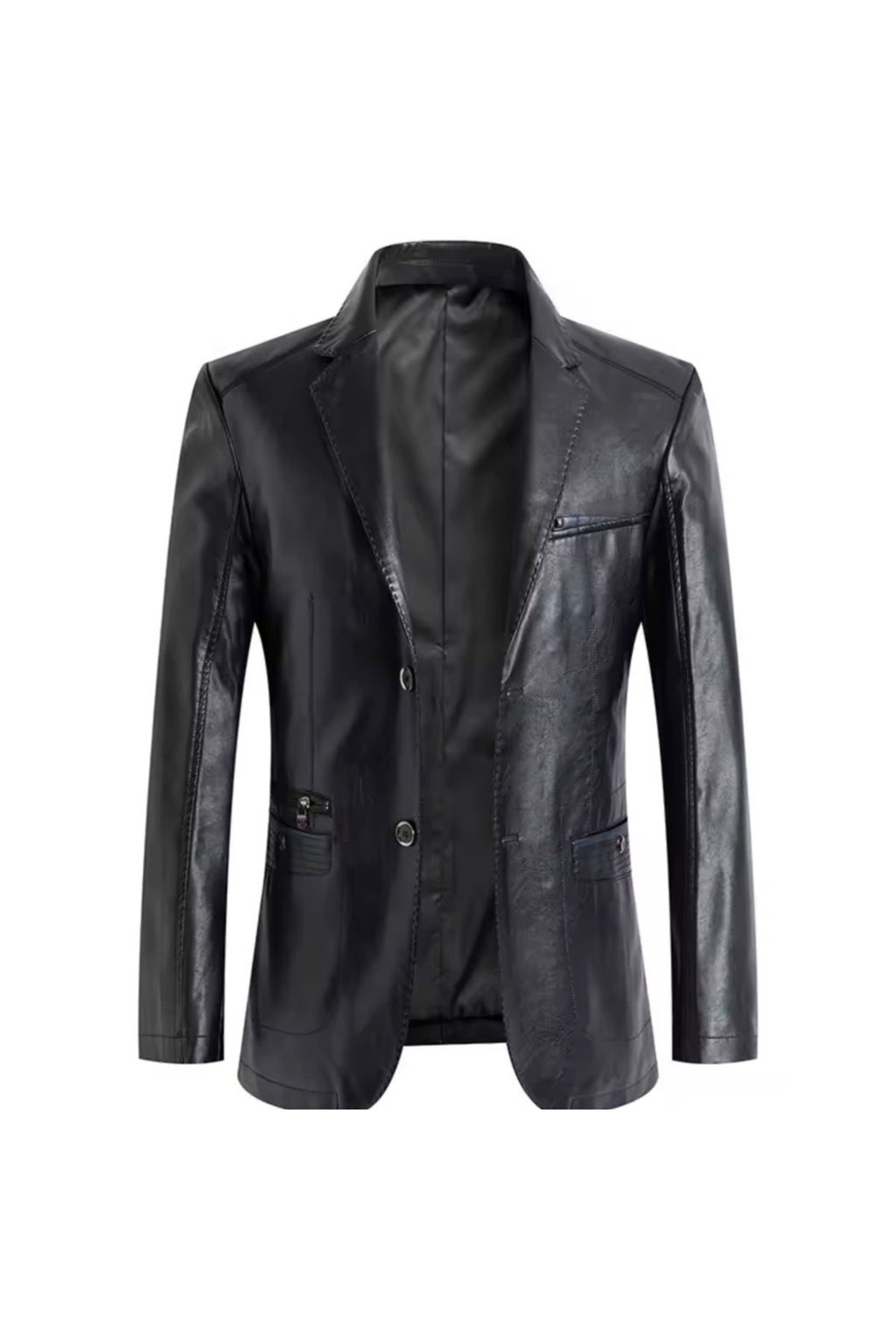 Modern Yeni Nesil Blazer Ceket Hakiki Kuzu Derisi Fermuar Cep Detaylı