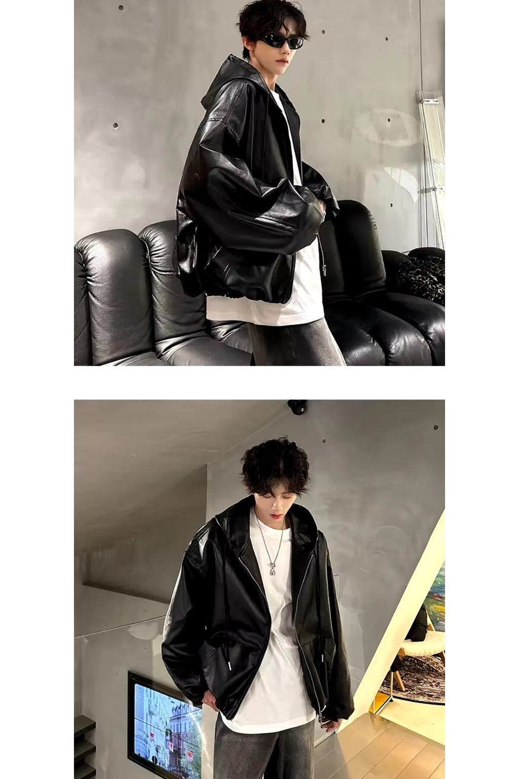 Ultra ovarsize hakiki deri unisex hip hop mont