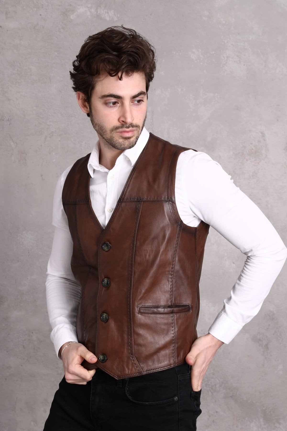 Hakiki Deri Yelek Battal Beden