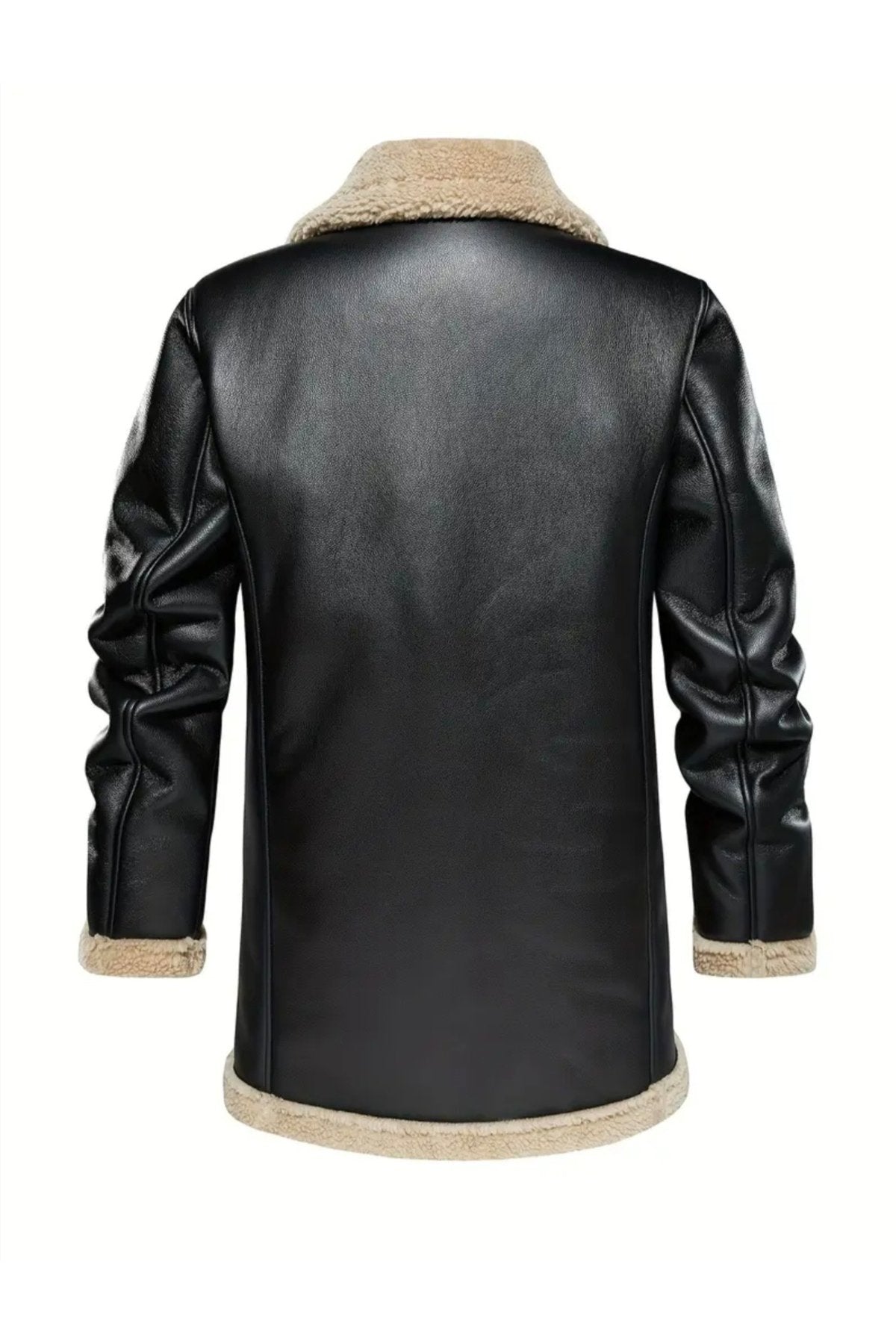 Dış Dikiş Yerleri ve İçi Kürklü Hakiki Deri Uzun Kaban Kışlık Erkek