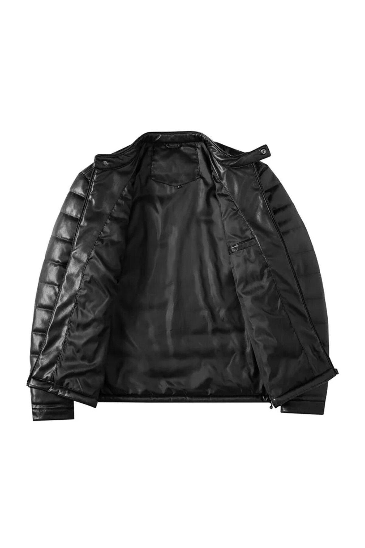 Düz şişme mont Hakiki kuzu derisi